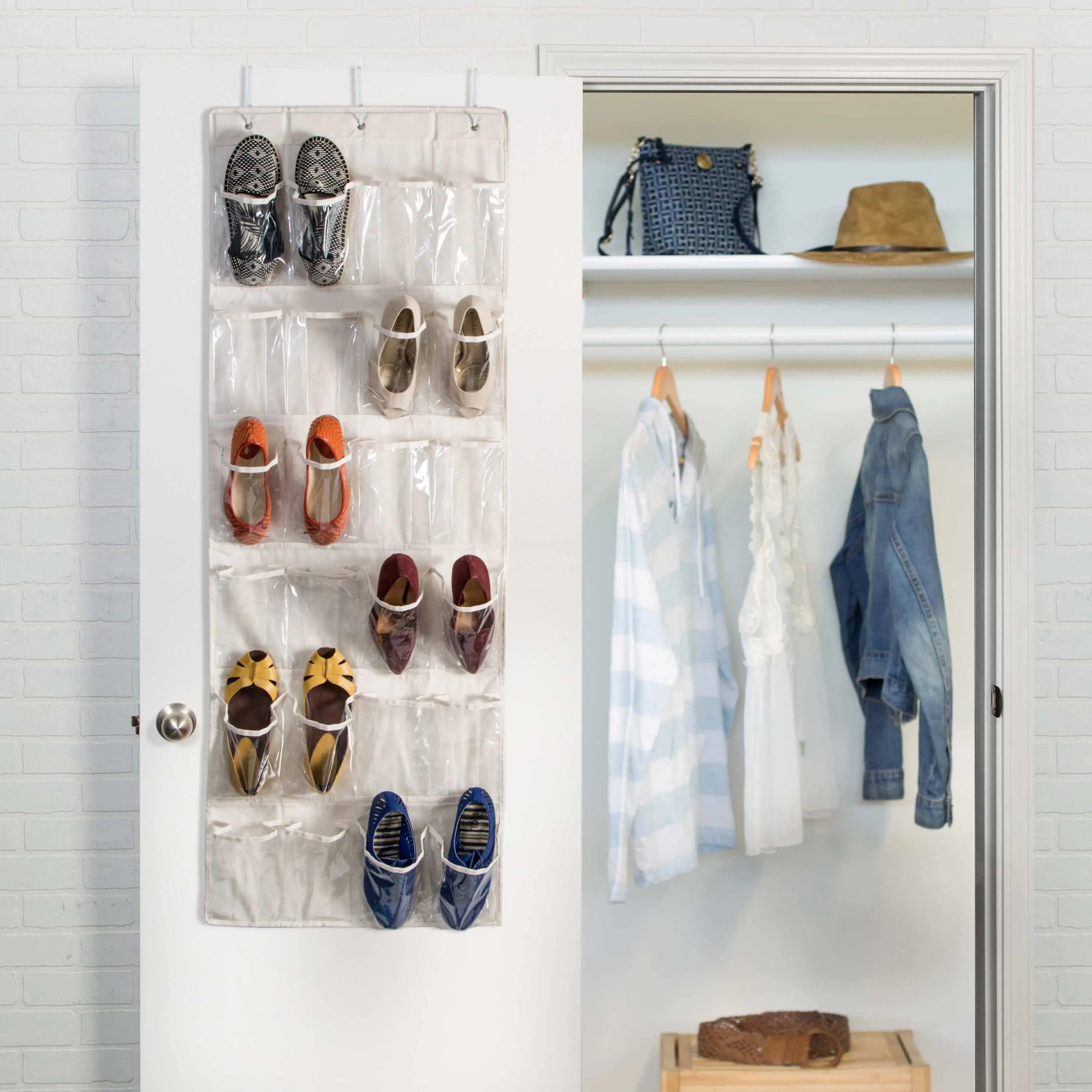 24-Pocket Over-The-Door Hanging Shoe Organizer, Canvas