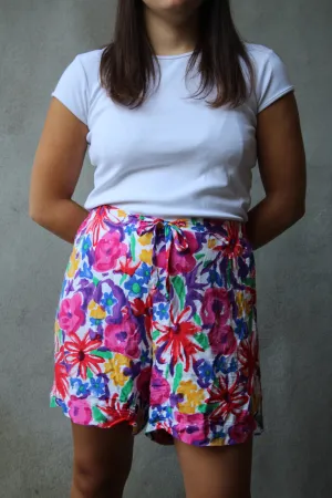 90s Fun Patterned Lightweight Drawstring Shorts - M