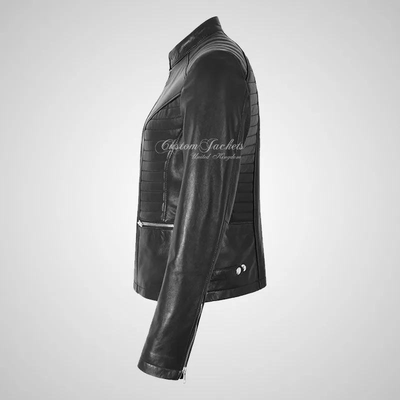 ALARA Ladies Biker Style Leather Jacket Soft Lamb Leather