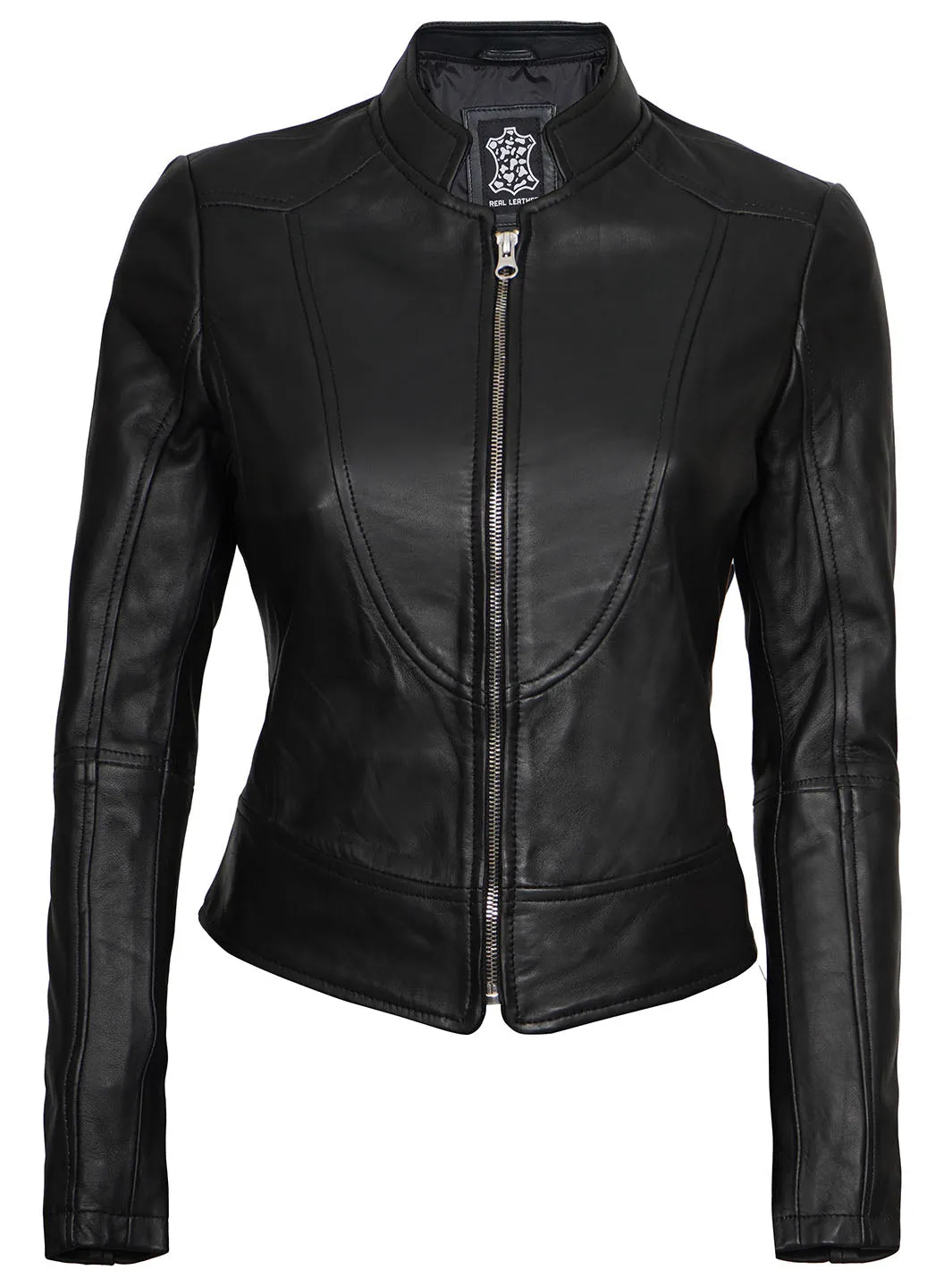 Amy Women's Black Café Racer Leather Jacket