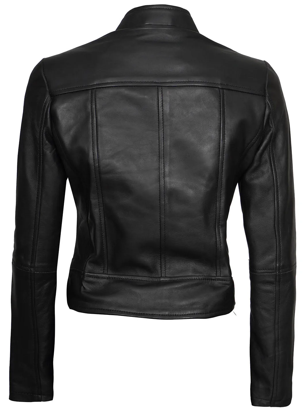 Amy Women's Black Café Racer Leather Jacket