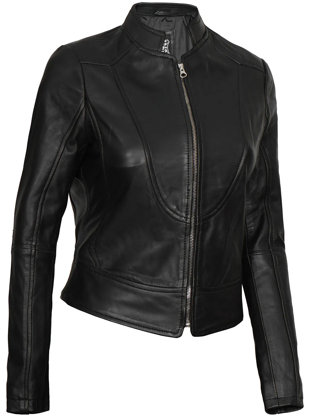 Amy Women's Black Café Racer Leather Jacket