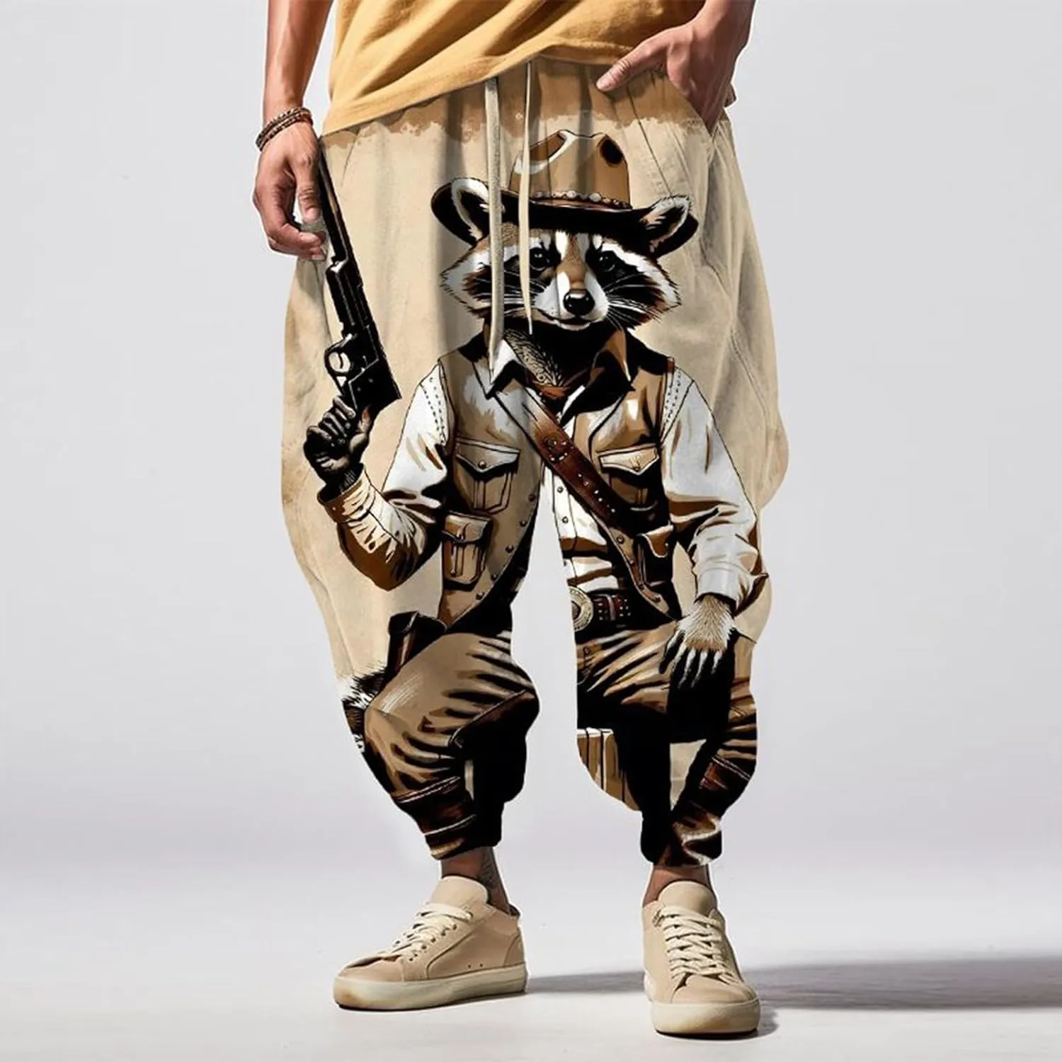 Baggy Elastic Waist Novelty Pant Feel Casual Sweatpants Mens Drawstring Aladdil Hippie Harem Pants Genie Pants Baggy
