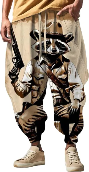 Baggy Elastic Waist Novelty Pant Feel Casual Sweatpants Mens Drawstring Aladdil Hippie Harem Pants Genie Pants Baggy