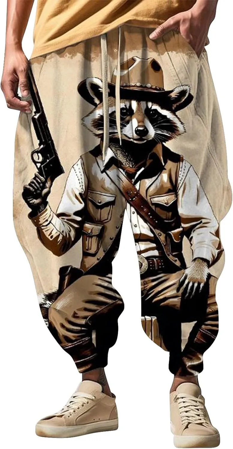 Baggy Elastic Waist Novelty Pant Feel Casual Sweatpants Mens Drawstring Aladdil Hippie Harem Pants Genie Pants Baggy