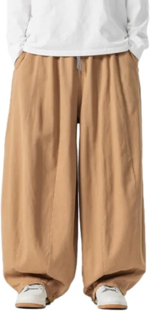 Baggy Pants Men Drawstring Elastic Waist Hip Hop Harem Pants Streetwear Casual Wide Leg Lantern Jogging Sweatpants