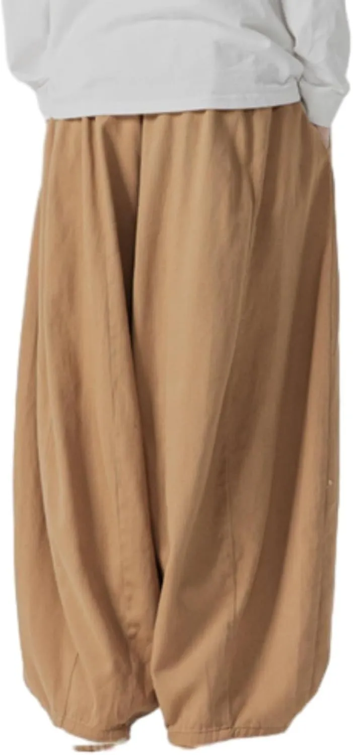 Baggy Pants Men Drawstring Elastic Waist Hip Hop Harem Pants Streetwear Casual Wide Leg Lantern Jogging Sweatpants