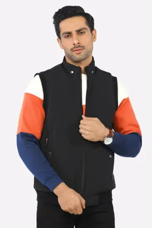 Black Sleeveless Quilted Jacket