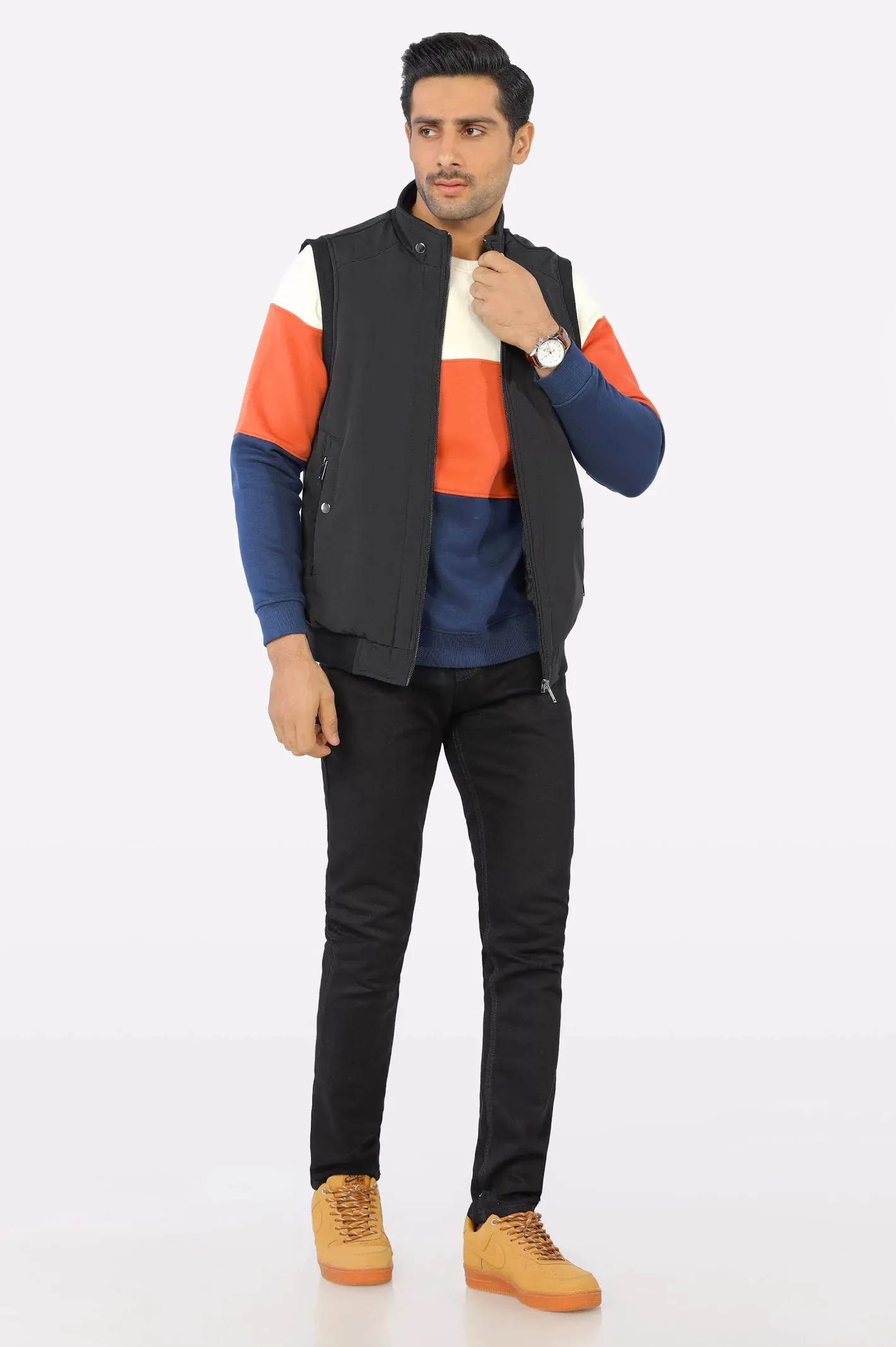 Black Sleeveless Quilted Jacket