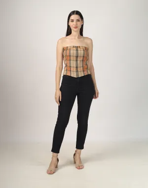 Checkered Strapless Tube Top