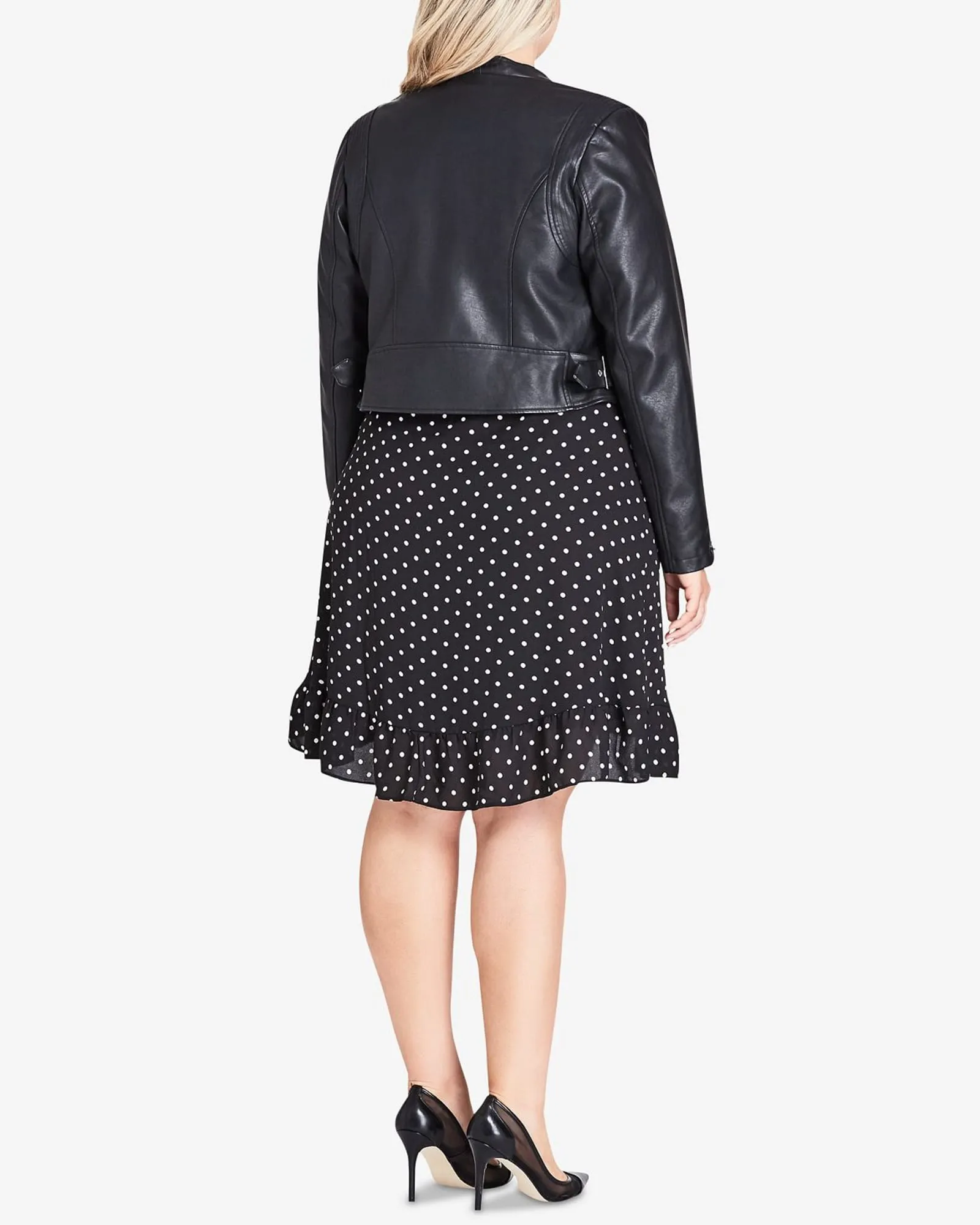 City Chic Women's Plus Cropped Faux Leather Moto Jacket Black Size 22W | Black