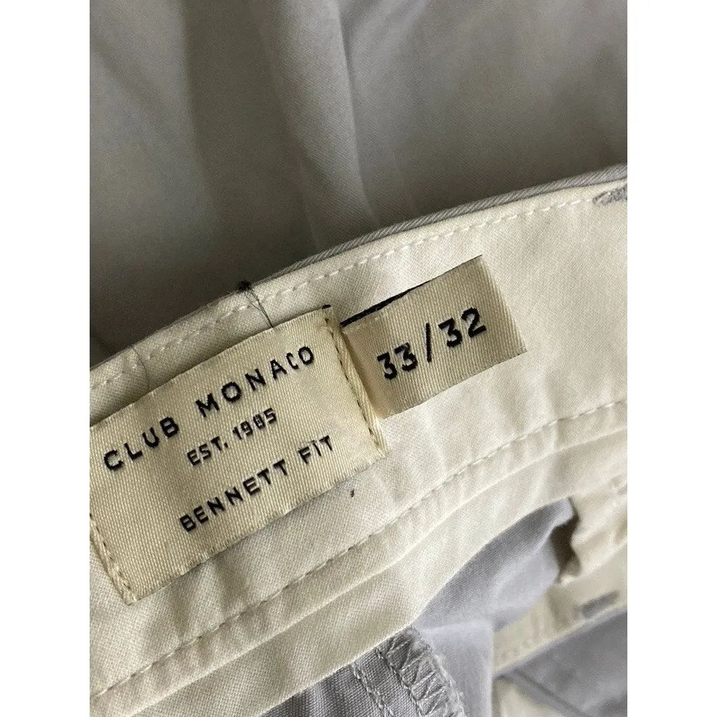 CLUB MONACO Men's Light Gray Bennett Fit Relaxed Tailored Chino Pant SZ 33X32