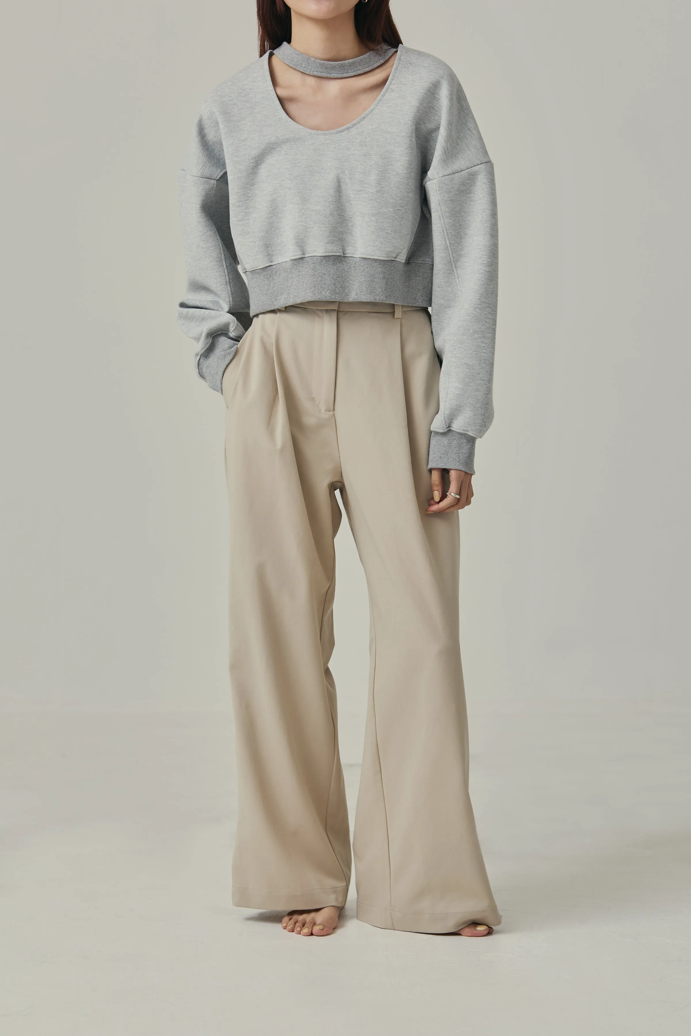 cropped sweat pullover