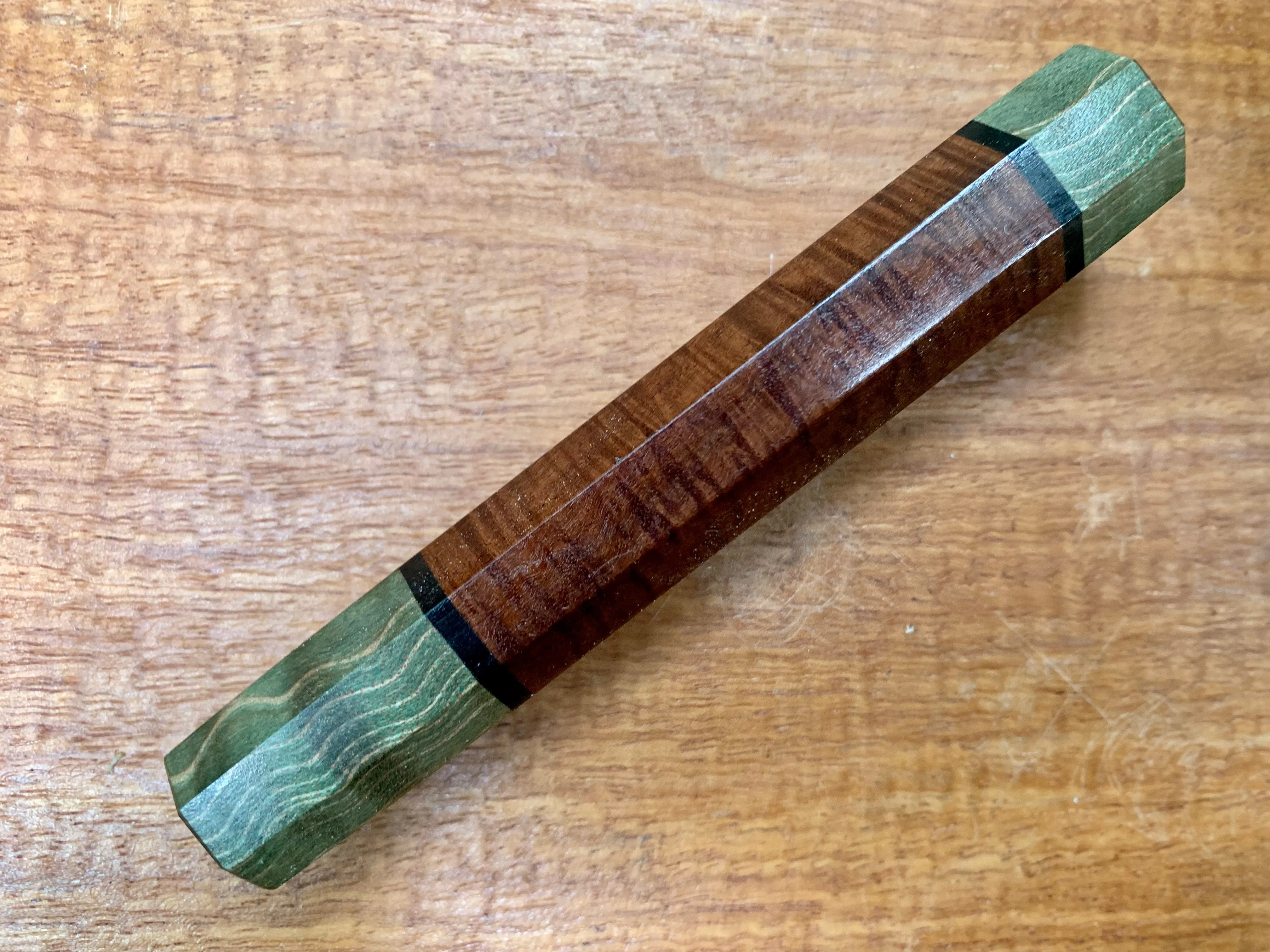 Custom Japanese Knife handle (wa handle) - Ringed Gidgee with quilted maple