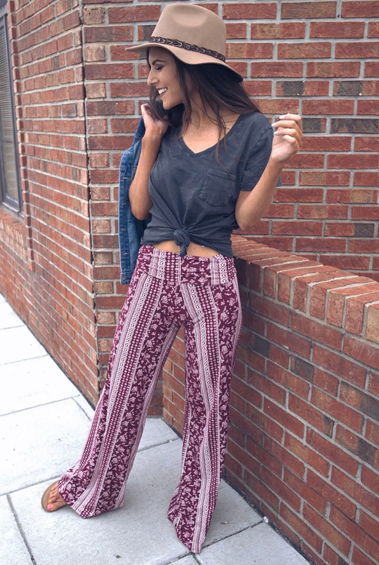 Daydreamer Palazzo Pants - Burgandy