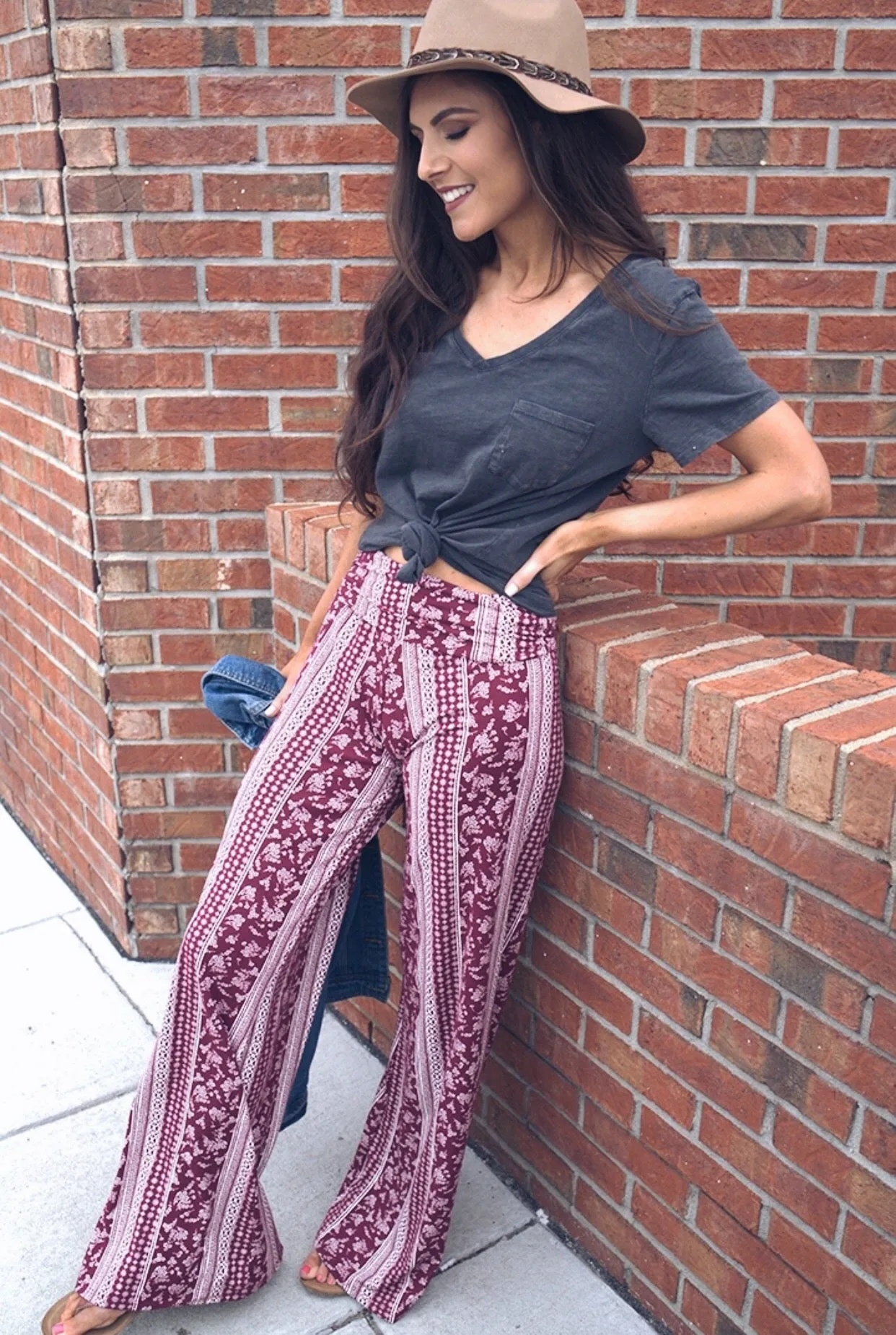 Daydreamer Palazzo Pants - Burgandy