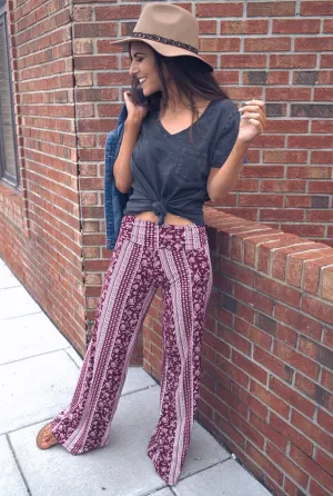 Daydreamer Palazzo Pants - Burgandy