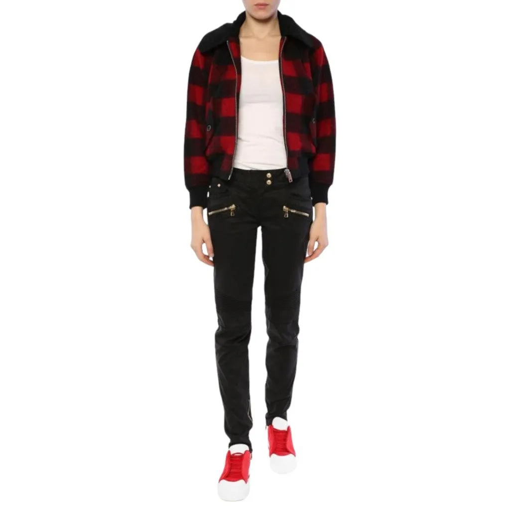 DIESEL W Rosie Womens Jackets Quilted Buffalo Cropped Check Wool Winter Outwear
