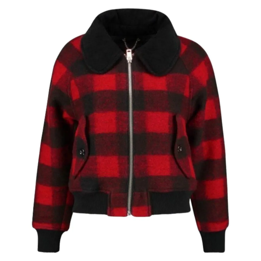 DIESEL W Rosie Womens Jackets Quilted Buffalo Cropped Check Wool Winter Outwear