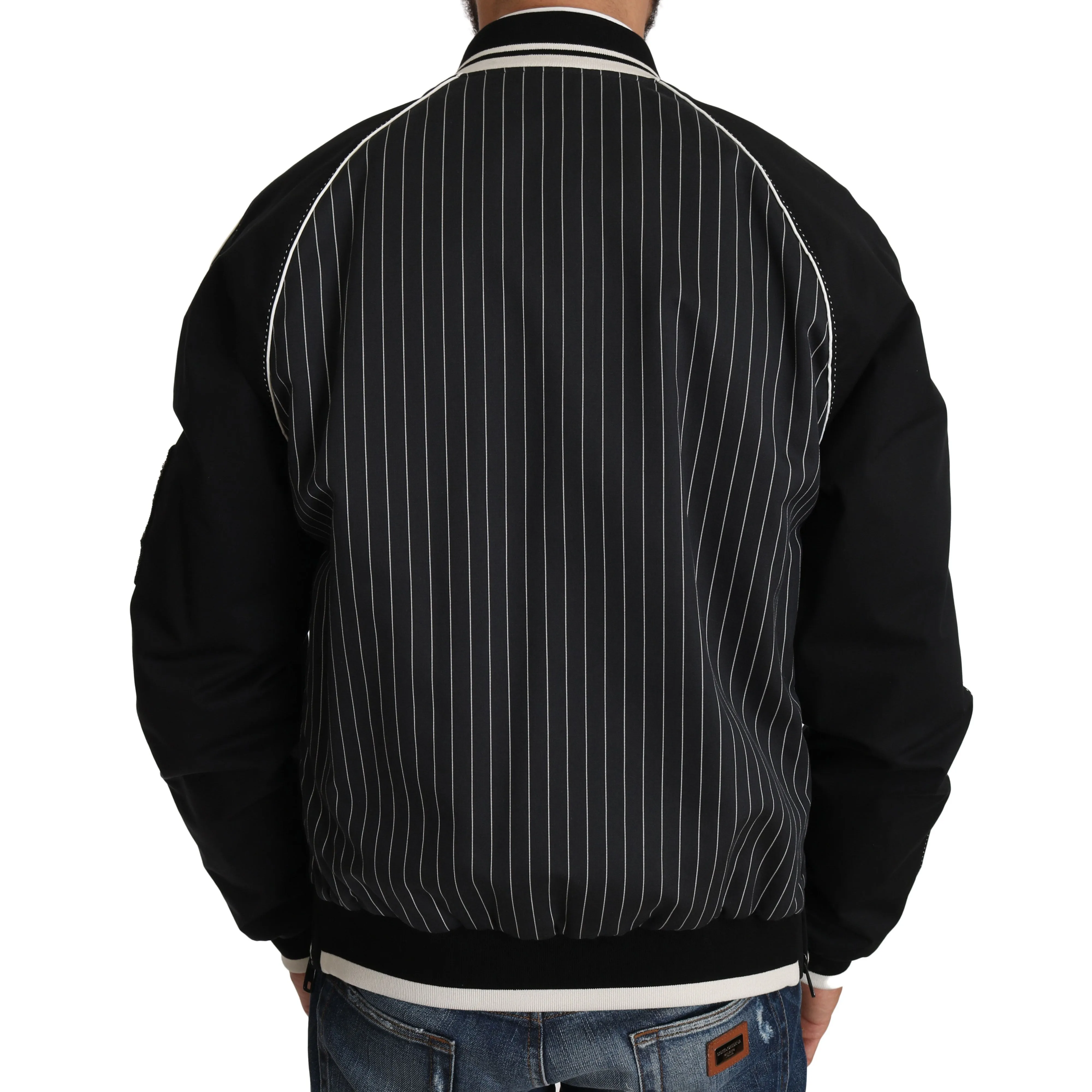 Dolce & Gabbana Elegant Sequined Black Bomber Jacket