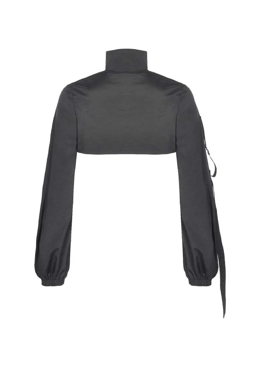 Edgy Long Sleeves Crop Jacket with Zipper and Pockets