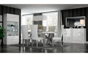 ESF Italia Kiu Dining Set in High Gloss White Finish