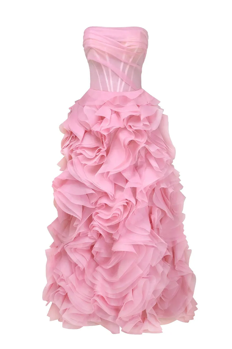 Evening Icon Tulle Trendy Strapless Maxi Dress