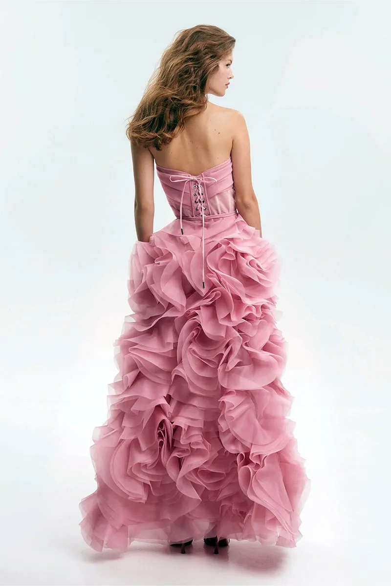 Evening Icon Tulle Trendy Strapless Maxi Dress