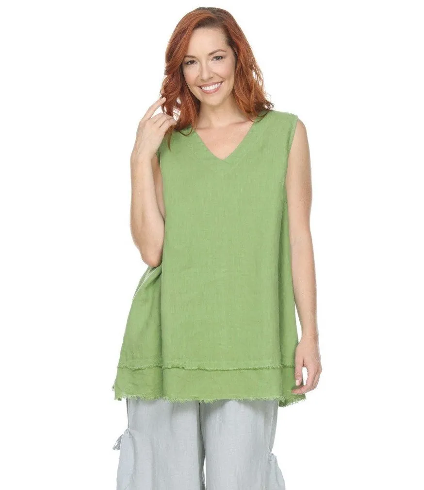 FBT918 FRAYED EDGE TANK TOP-Aqua