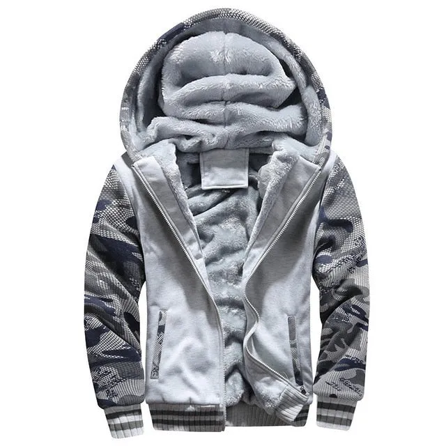 FGKKS Hoodies Men Fleece Hooded Casual Winter Fashion Brand Thickened Warm Coat Male Sweatshirts Coat Zipper Hoody Man's
