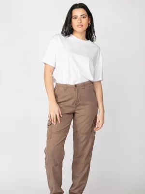 FINAL SALE Soft Brown Straight Leg Cargo Pants