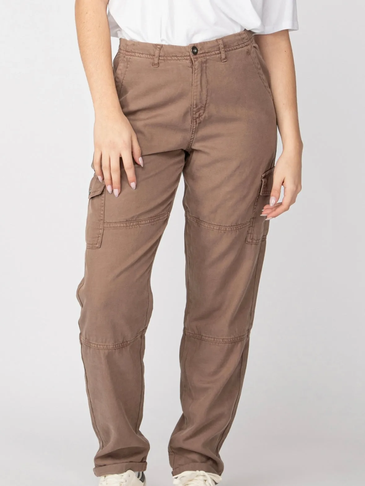 FINAL SALE Soft Brown Straight Leg Cargo Pants