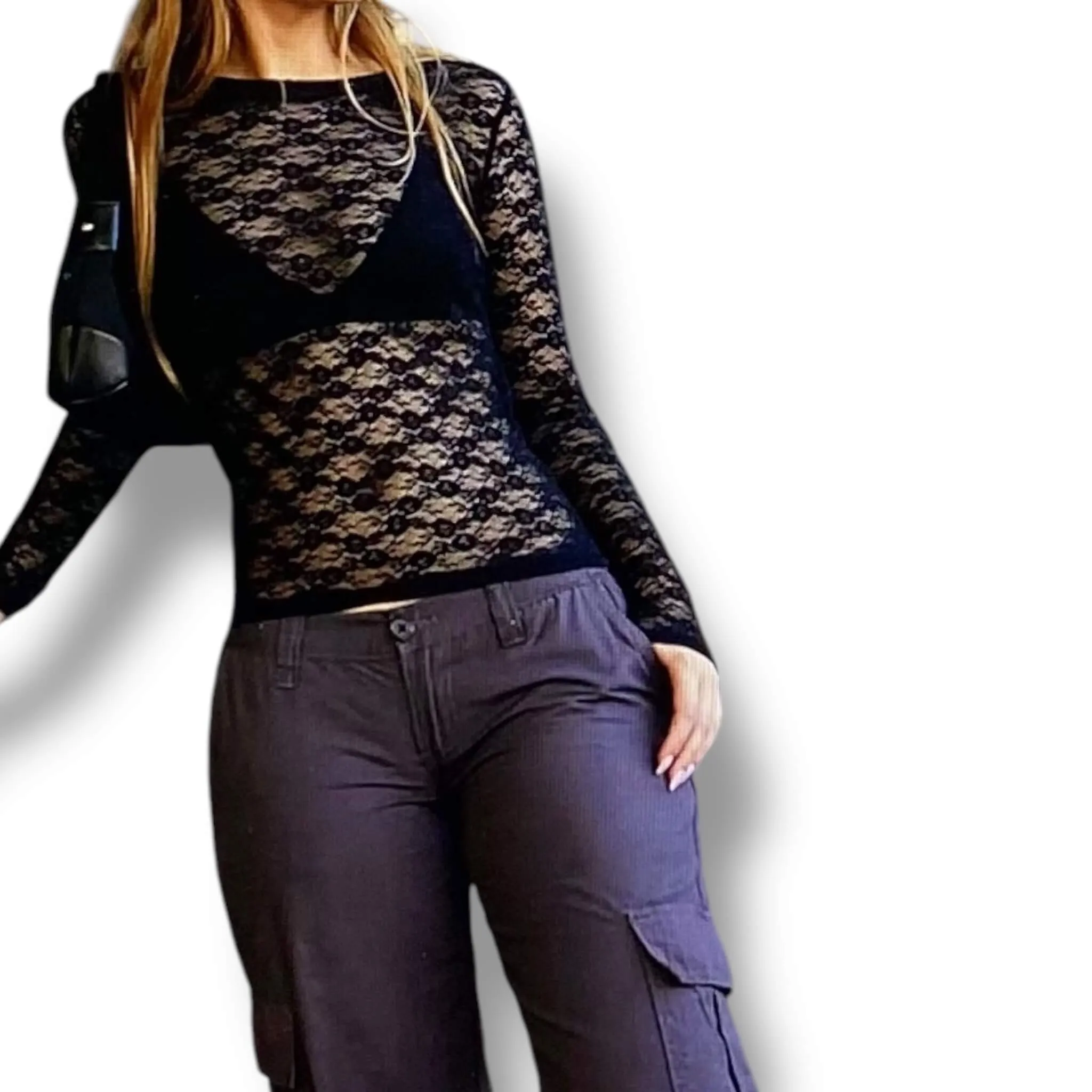 Floral Lace Sheer Long Sleeve Top