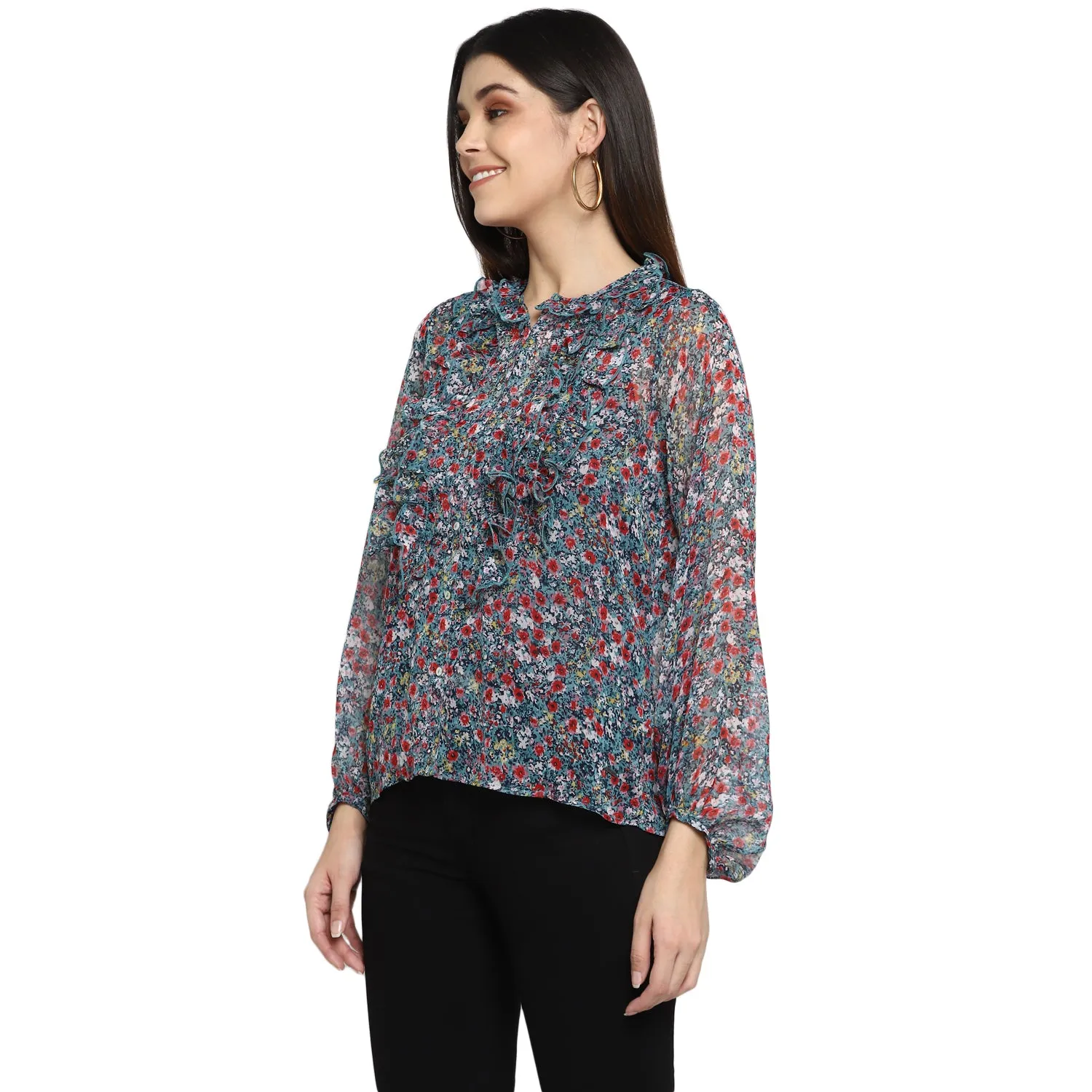 Floral Print Polyester Top