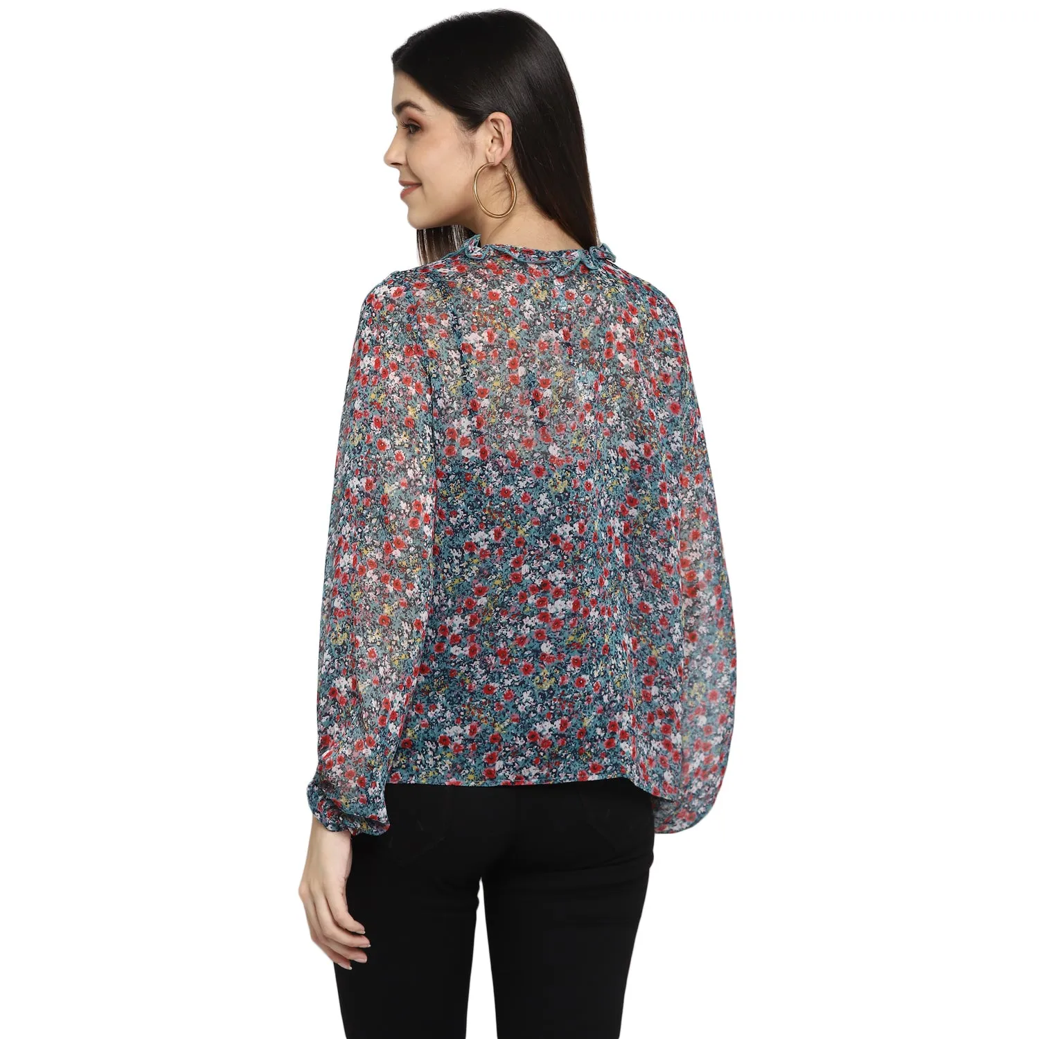 Floral Print Polyester Top