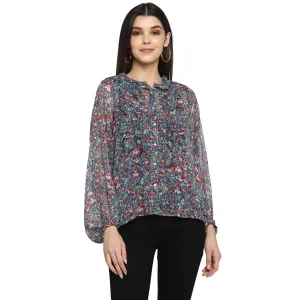 Floral Print Polyester Top