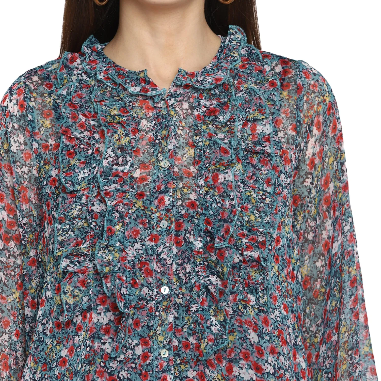 Floral Print Polyester Top