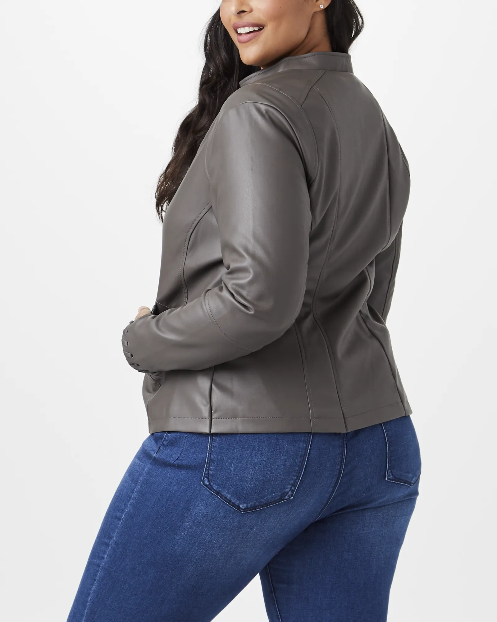 Freesia Faux-Leather Jacket | Charcoal Grey
