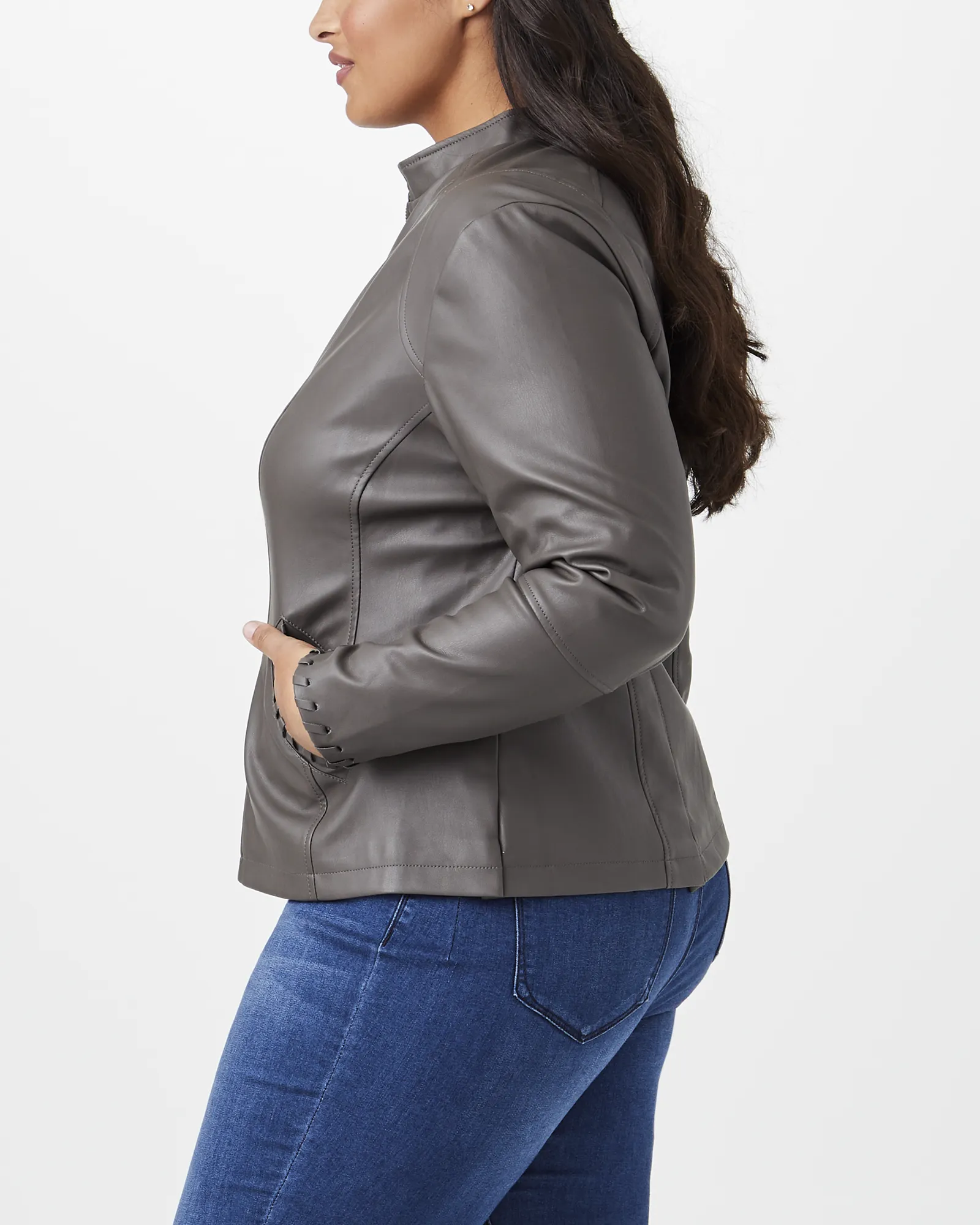 Freesia Faux-Leather Jacket | Charcoal Grey