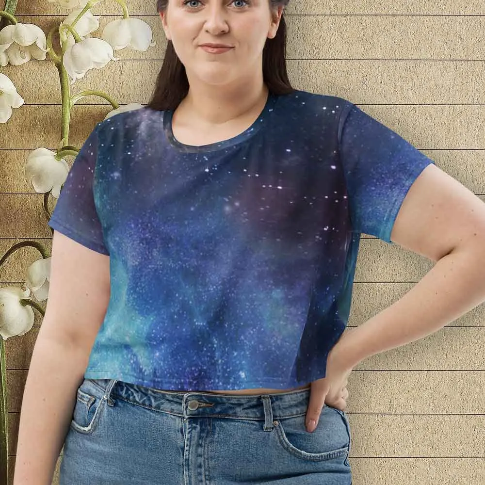 Galaxy Print Crop Top for Women's fashion, lioness-love