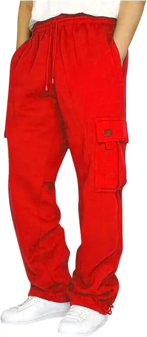 GOFULY Men Cargo Pants with Pockets Baggy Drawstring Elastic Waist Sweatpants Work Pants Stretch Athletic Joggers Trousers