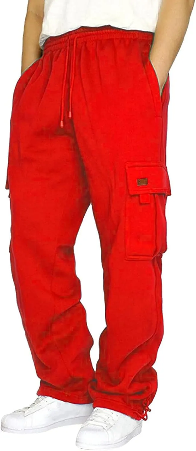 GOFULY Men Cargo Pants with Pockets Baggy Drawstring Elastic Waist Sweatpants Work Pants Stretch Athletic Joggers Trousers