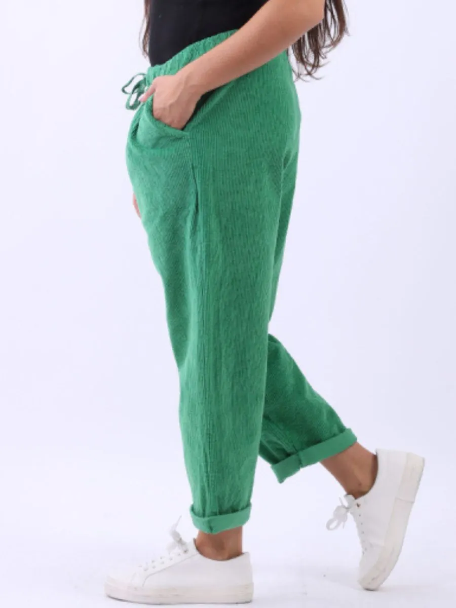 Italian Relaxed fit Cotton Corduroy Pant r8609 - Green