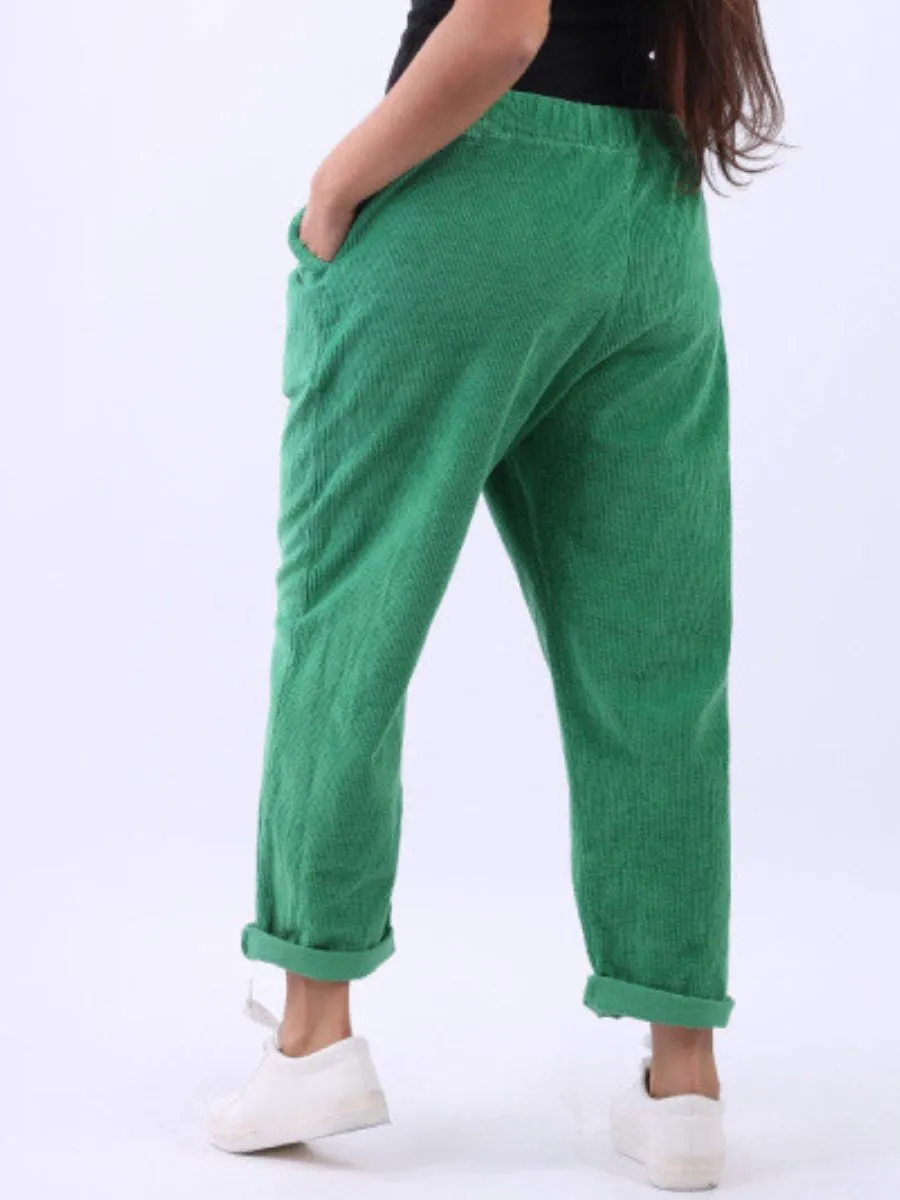 Italian Relaxed fit Cotton Corduroy Pant r8609 - Green
