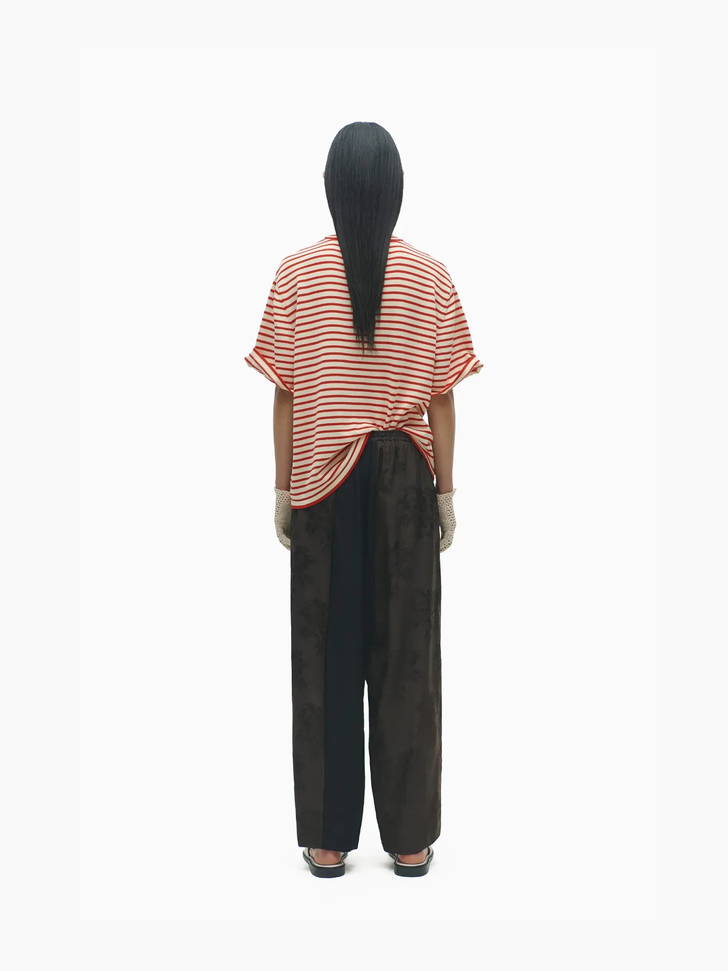 Jacquard Relaxed Pants Dark Brown