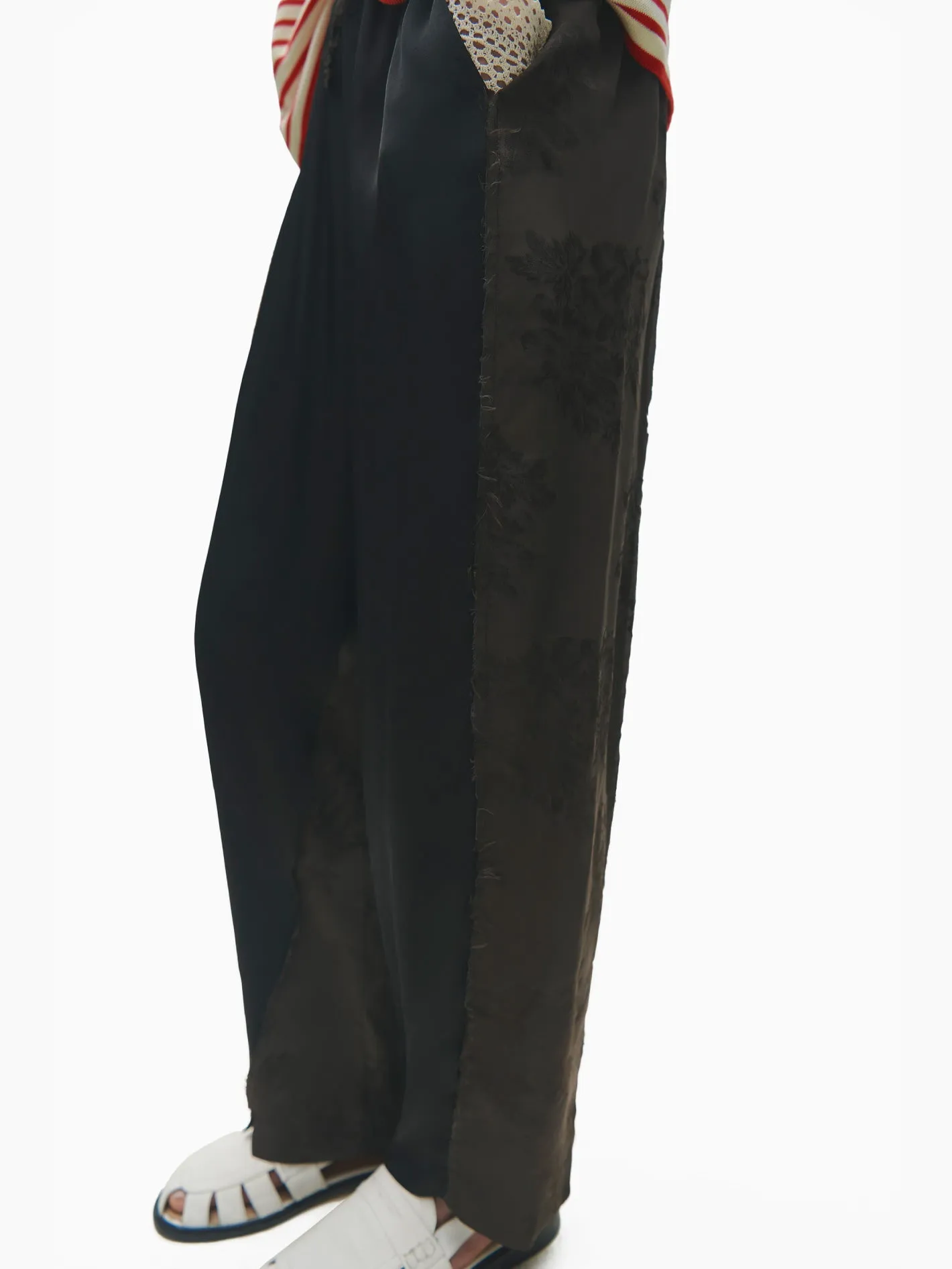 Jacquard Relaxed Pants Dark Brown