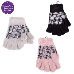 Ladies Leopard Print Soft Gloves