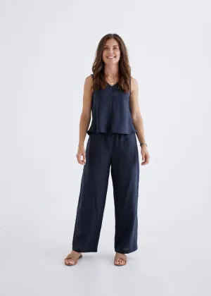Lana Linen Pants in Navy