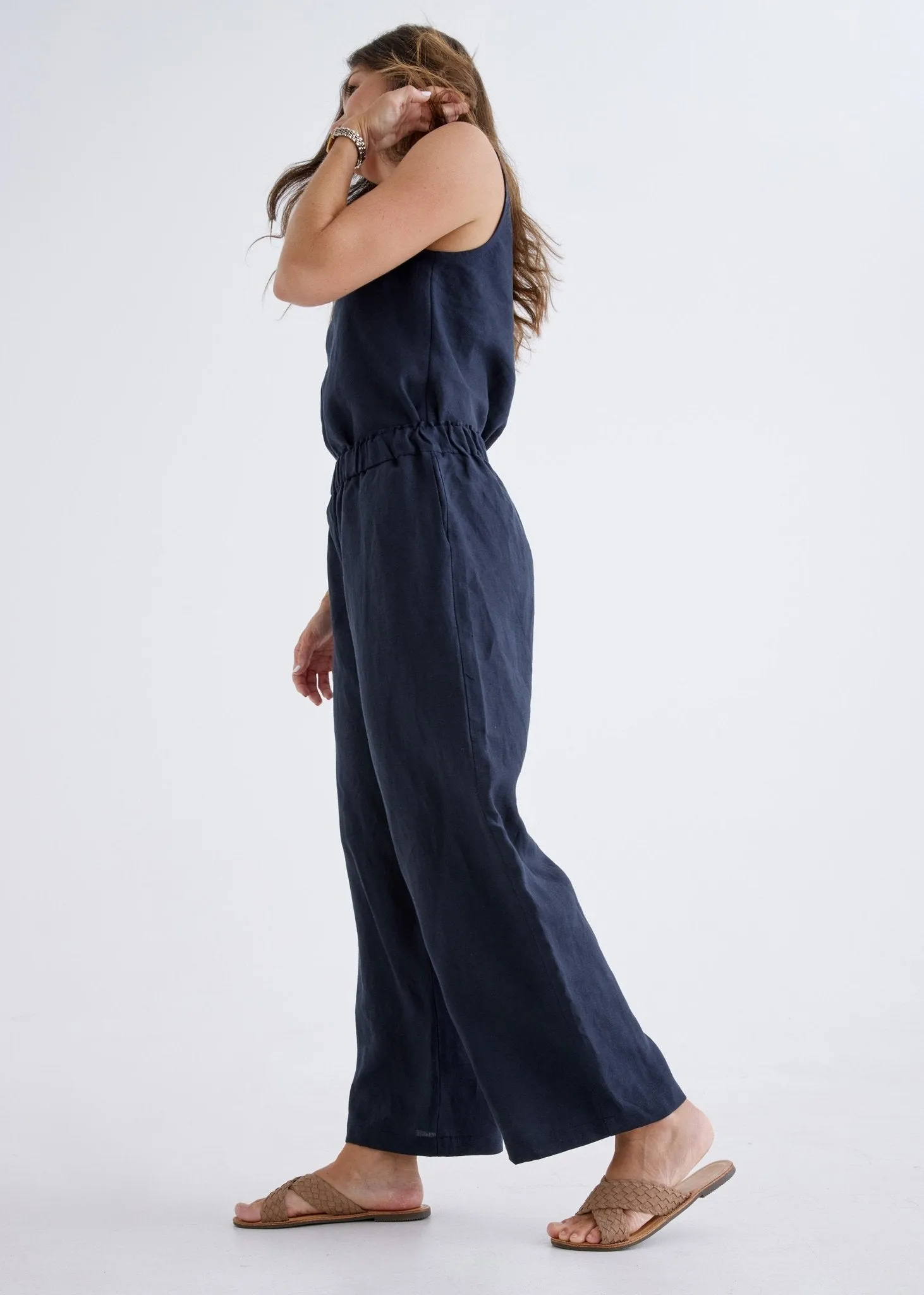 Lana Linen Pants in Navy