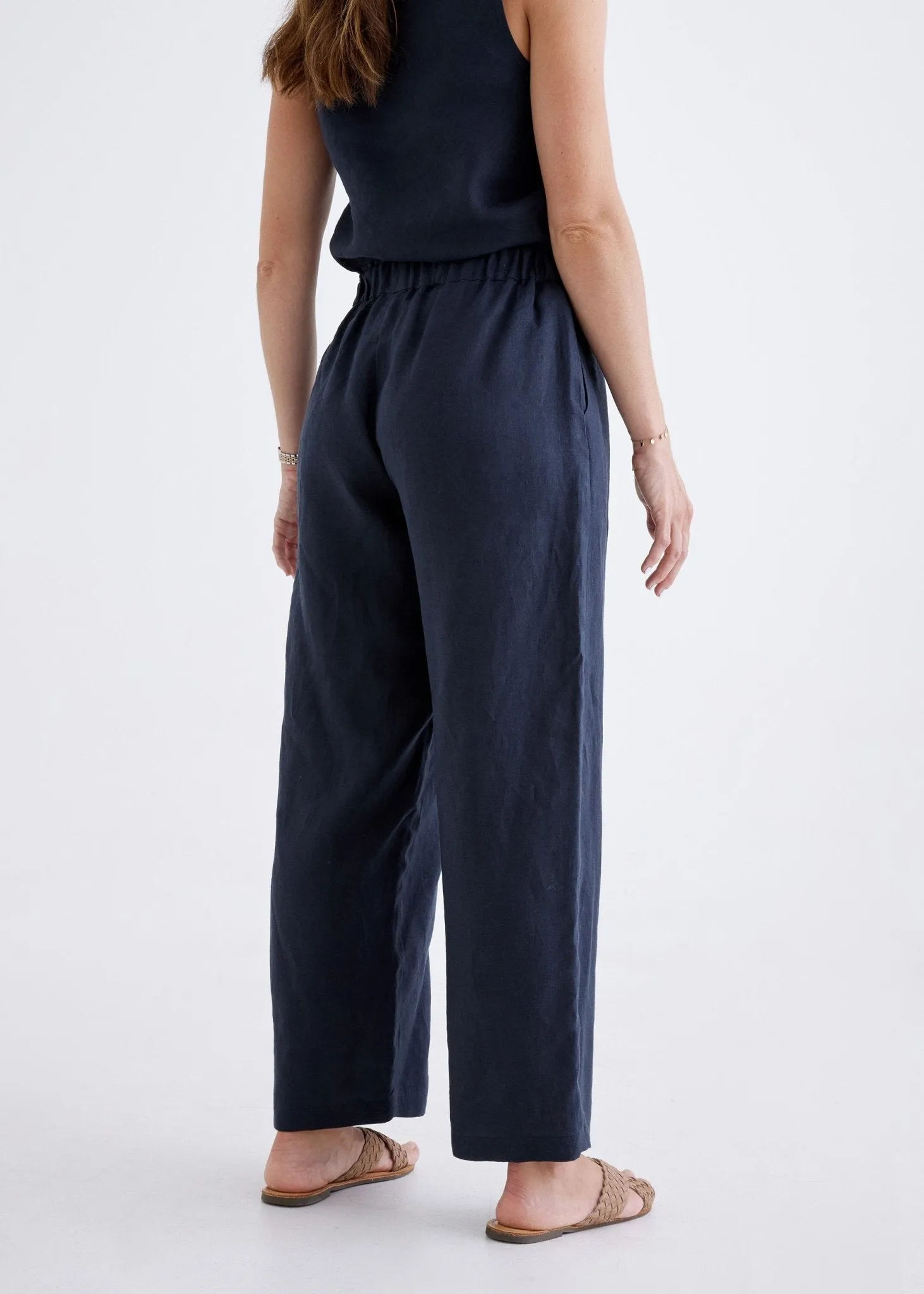 Lana Linen Pants in Navy